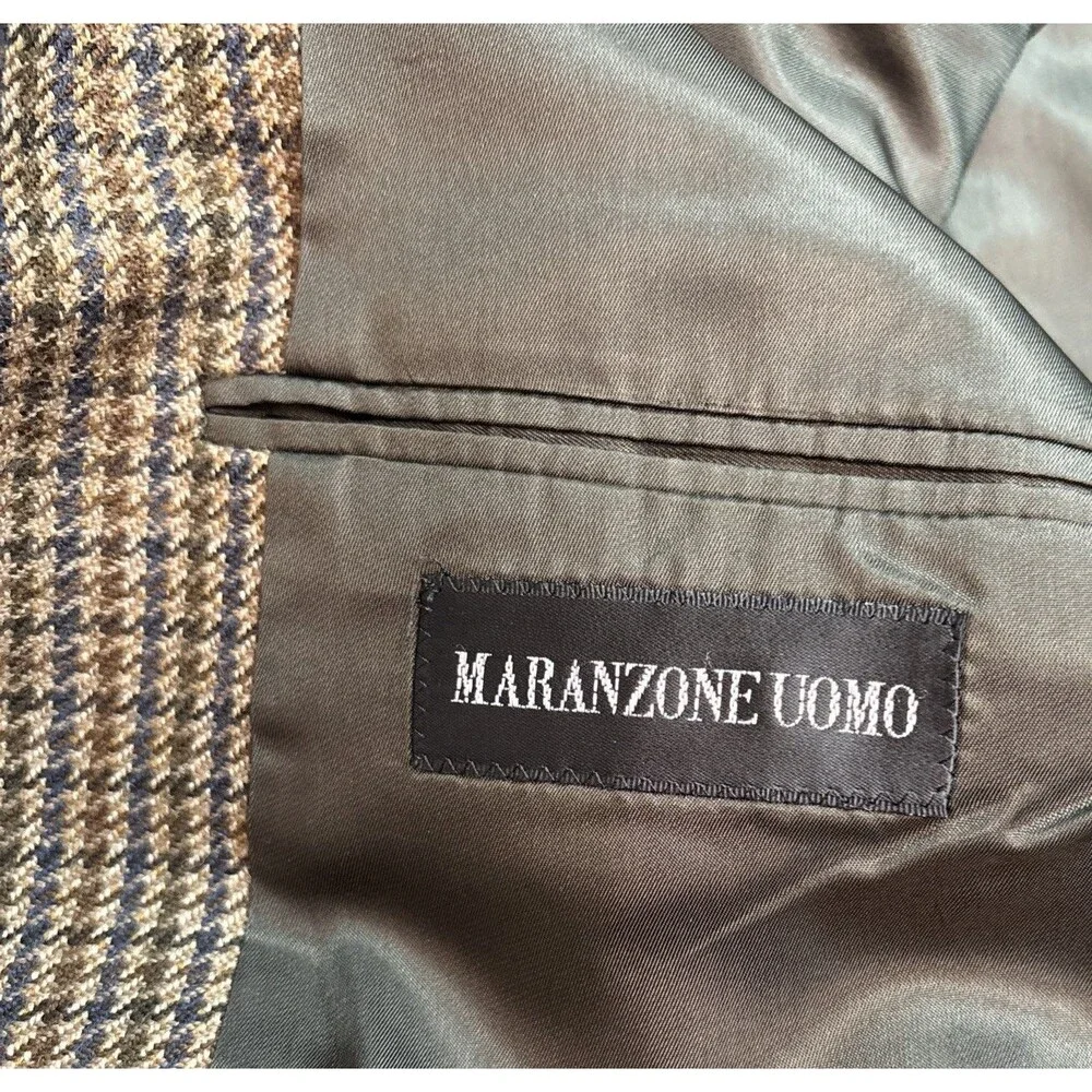 Maranzone Uomo Blazer Men US 48R Wool Plaid Lined Ventless lining flaw